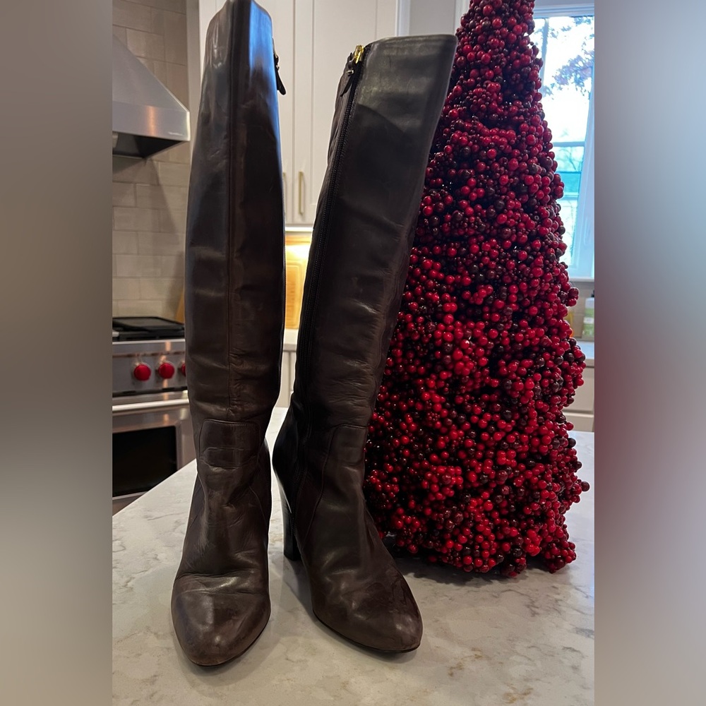 Via Spiga Dark Brown Genuine Leather Boots, Size 9.5